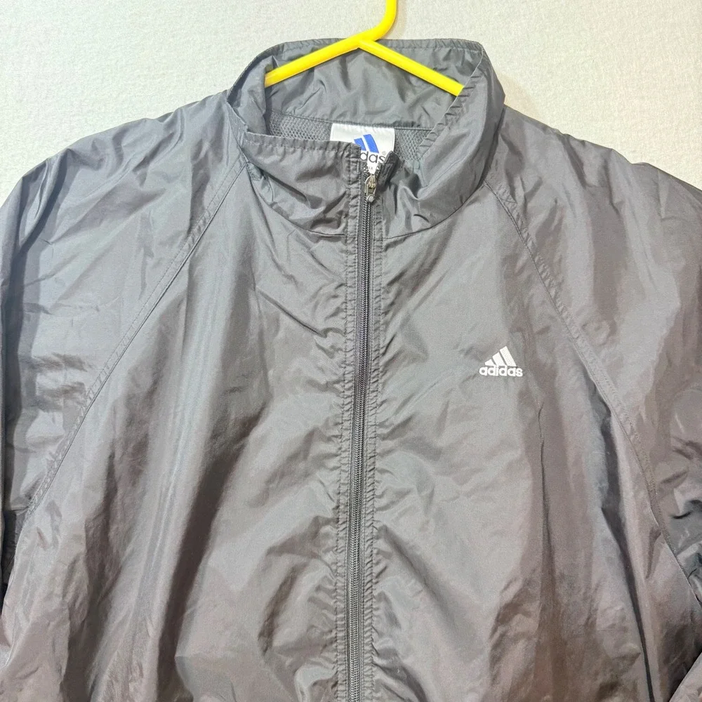 Adidas Windbreaker Jacket XL, Black, Full Zip, Logo, Athletic /‎ Sportswear